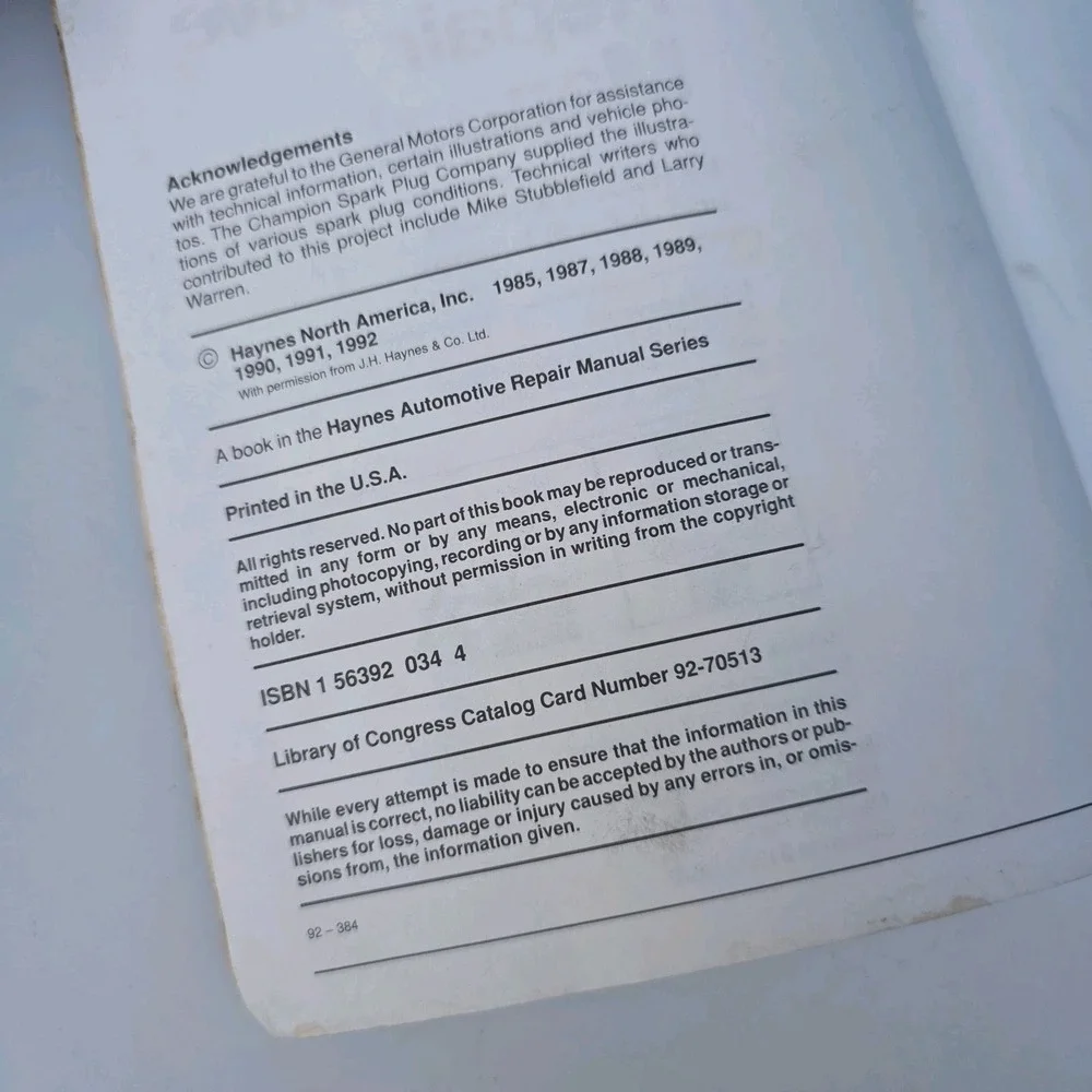 1982-1992 Chevy‎ GMC S-10 S-15 Truck Chevrolet & GMC Repair Manual Haynes 831